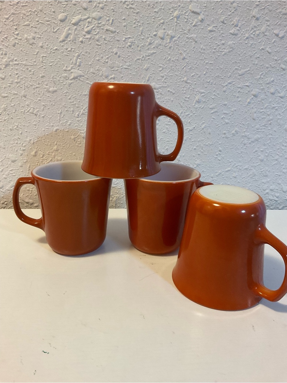 Vintage Pyrex Rust Colored Set Of 4 Coffee Mugs